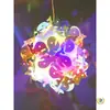 Festival da Primavera Ano Novo Laser Colorido Brilhante Redondo Gradiente Arco-Íris Lanterna de Mão Plástico Materiais de Artesanato Infantil para Exibição