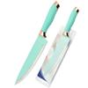 Conjunto de facas de cozinha de aço inoxidável faca ferramenta de pintura verde cabeça de galvanoplastia dupla cabo padrão onda conjunto de cinco peças faca única sucção dupla