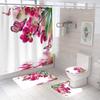Cortina de baño serie mariposa, cortina de ducha decorativa, alfombrilla absorbente para el suelo, alfombra de inodoro, tapiz de poliéster con impresión digital