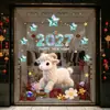 2027 Año de la Oveja Pentagrama Azul Día de Año Nuevo Festival de Primavera Feliz Año Nuevo Unicornio Decoración Clásica Pegatina para Ventana de Vidrio