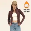 Conjunto de Yoga para Mujer Otoño Invierno Cálido con Felpa Interior Cuello Alto Cremallera Top Correr al Aire Libre Adelgazante Fitness Conjunto Deportivo