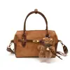 Yue Zi 2026 Outono Inicial Nova Versátil Casual Boston Moda Simples Grande Capacidade Ombro Único de Mão Bolsa Baguete