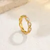 Joyería Transfronteriza Europea y Americana, Anillo Cuadrado de Zirconia Microincrustada Estilo Antiguo Dinero, Anillo de Acero Inoxidable con Diamante Completo de Oro de 18K