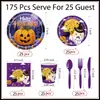 Novedad Transfronteriza Calabaza Morada de Halloween Divertida Desechable Dibujos Animados Vajilla Suministros para Fiestas Platos de Papel Desechables
