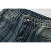 FEE THE END vaqueros básicos de moda estilo callejero americano para hombre, corte recto holgado, lavado azul hielo, modelo K190