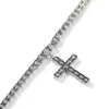 Collar Cruz Minimalista Personalizado de Gran Venta Transfronteriza, Cadena de Tenis Completa de Diamantes de Lujo Ligero, Collar Brillante para Clavícula, Moderno