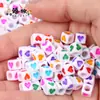 4 6 7 10 mm cuentas sueltas acrílicas cuentas con letras en inglés cuentas planas hechas a mano diy accesorios de joyería con cuentas pulsera