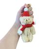 Lindo llavero de peluche navideño con colgante de muñeco de Papá Noel y alce para estudiantes