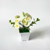 Nuevo modelo transfronterizo: Decoración de planta artificial de margarita de 15 flores en maceta para decoración de mesa de café y restaurante, bonsái artificial de crisantemo