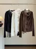 Camiseta de manga larga con volantes estilo francés, hombros descubiertos, para mujer, nueva colección de principios de otoño, entallada a la cintura, adelgazante, elegante y versátil