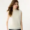 Nuevo chaleco de punto de cachemira para otoño e invierno, suave y cómodo, color liso, sin mangas, cuello semi alto, engrosado, adecuado para el uso diario de mujeres
