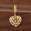 Pendientes de Ojo de Diablo Corazón Hueco Chapados en Cobre Oro Real Circonita Estilo INS Nicho Versátiles para Mujer del Distrito Lu