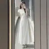 Novo Design de Verão Vestido Jacquard de Gola Redonda e Manga Curta para Mulheres com Estilo Francês, Cintura Marcada e Saia Longa Evasê Emagrecedora