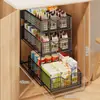 Solución de almacenamiento multicapa para gabinetes principales, estante para snacks, perfecto para dormitorios estudiantiles, canasta extraíble para gabinete profundo, caja de almacenamiento debajo del gabinete