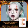 Tatuajes Temporales Cruzados de Halloween Transfronterizos Estilo Oscuro Manchados de Sangre Impermeables Accesorios de Maquillaje de Fiesta de Terror Atmósfera Realista
