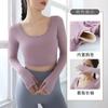 Q Ropa de Yoga Top Deportivo de Manga Larga para Mujer Espalda Hermosa con Almohadilla en el Pecho Set Ajustado para Correr Ropa para Fitness con Dedos Venta al por Mayor de Fábrica Original