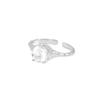 541 Estilo Coreano INS Nicho Diseño Lujo Ligero Geométrico Plisado Irregular Engaste Garra Anillo Zircón Plata Esterlina S925 Mujer