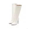 Botas Femininas de Bico Fino de Salto Alto, Tamanhos 34-46, Outono e Inverno, Sapatos de Tamanho Grande para Venda Transfronteiriça, Solado de Borracha, Antiderrapante, Versátil, Botas Femininas de Salto Super Alto