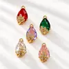 Colgante de circonio chapado en cobre con encaje, forma de gota de agua ovalada, accesorios para pendientes, pulseras, collares, joyería hecha a mano, colgantes con incrustaciones de diamantes