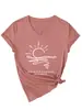 Sempre perseguindo o pôr do sol Amazon Ebay Estação Independente Confortável Versátil Camiseta Feminina Manga Curta Gola V