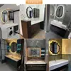 Gabinete de Banheiro Personalizado com Cuba de Cerâmica Integrada, Bancada de Banheiro de Hotel, Lavatório, Conjunto de Espelho Inteligente