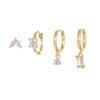 Amazon Transfronterizo Nuevo Chapado en Cobre Oro de 14K Set de un Solo Oído Aretes Cuadrados de Circonita Joyería de Moda Simple para Mujer