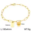 Pulsera Cuadrada de Moda con Letras Inglesas (26), Cadena Sencilla Tipo Clip Estilo Ins, Bola Redonda, Acero de Titanio Chapado en Oro de 18K