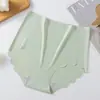 Panty Fino de Seda Helada de Verano Sin Costuras de Cintura Alta Tallas Grandes para Mujer con Refuerzo Antibacteriano de Algodón Puro, Braguitas Ajustadas a la Cadera para Mujer