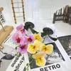 Flor de Falanopsis de Cuatro Flores Piedra de Flor de Lluvia Bonsái Película de Impresión 3D Flor Artificial Adornos de Planta en Maceta Decoración de Escritorio de Oficina Flor Artificial