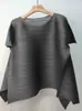 Calidad Mostrador Pliegues Miyake Verano Nuevo Camiseta de Manga Corta Oculta Imperfecciones Luce Delgado Vibras Dopamina Top Rejuvenecedor