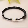 Pulsera de hilo rojo tejida a mano, cristal de obsidiana, cuenta de la suerte, unisex, cuerda de mano ajustable, joyería