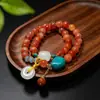 Pulseira de Cera de Abelha Sintética Original Pulseira de Âmbar com Múltiplos Fios Fivela de Segurança Estilo Étnico Joia de Temperamento Joia de Mão Feminina