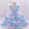 AliExpress Nuevas Mangas de Mariposa de Colores Combinados Falda de Pastel Vestido de Un Año Falda de Malla Esponjosa con Lentejuelas Falda de Princesa