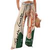 Calça Casual Larga de Cintura Alta Transfronteiriça Moda Feminina 2025 Novo Estilo Amazon Calça Longa Shopee Comércio Exterior Estampa Digital