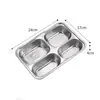 Plato para Comida Rápida de Acero Inoxidable 304 Engrosado Plato de Arroz Cuadrado con Compartimentos para Calentar para Comedor de Estudiantes Fiambrera Cuadrada de Gran Capacidad para Adultos