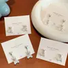 Pendientes de Oso de Zirconia Amor para Mujer Plata Aguja Verano Dulce Dibujos Animados Lindos Diseño de Nicho Pendientes de Estudiante de Gama Alta