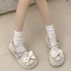 Zapatos Pequeños de Cuero con Plataforma de Suela Gruesa para Mujer, Nuevos Mocasines con Hebilla de Lazo, Zapatos Mary Jane Estilo Británico con Punta Ancha