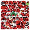50 pegatinas de mariquita de dibujos animados, pegatinas de insectos impermeables y resistentes al desgaste para manualidades, pegatinas decorativas para tazas de regalo en stock