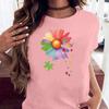 Desejo ebay Amazon estação independente gola redonda solta AliExpress camiseta criativa de flor manga curta para mulheres