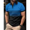 Moda Masculina Impresión 3D Manga Corta Solapa Verano Diario, Nueva Camisa Polo de Negocios Manga Corta Casual para Hombre