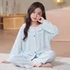 Pijama infantil, colección primavera y otoño, pijama fino de algodón de manga larga con estampado de nubes para niñas, nuevo estilo 2026, ropa de estar popular para niñas