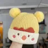 Touca de Bebê Outono e Inverno Fofa com PomPom Touca de Puxar Bebê Quente de Lã Tricotada Orelha Grossa Protetora para Homens e Mulheres