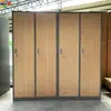 Armario de Acero con Impresión de Transferencia de Madera y Puertas Dobles, Armario Colgante para Ropa de Almacenamiento para Dormitorio de Empleados, Armario de Cuatro Puertas para Estudiantes, Armario de Almacenamiento para Dormitorio