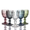 Cálice de vidro de cor primária estilo europeu retrô produtos de vidro em relevo taça de vinho tinto