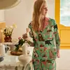 [Gato Cafetero] Pijama de Seda Helada Estilo Dibujo Animado Japonés para Mujer, Manga Larga Primavera y Otoño, Ropa de Casa Linda y Dulce Estilo Ins para Mujer