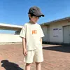 Conjunto de Verano de Manga Corta para Niños: Conjunto de Camiseta Linda de Dos Piezas Estilo Coreano para Niños Mayores, Versátil y Elegante para Niños y Niñas