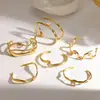 El nuevo brazalete de acero inoxidable con incrustaciones de diamantes de Liquan tiene un aspecto de alta gama, brazalete de acero de titanio con apertura irregular de oro de 18k que no se decolora