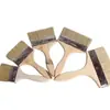 Cepillo de Cerdas de Cerdo Pincel Pincel para Barbacoa Mango Largo Mango de Madera Pincel para Recubrimiento de Pintura de Látex Cepillo de Cerdas Suaves Cepillo para Limpiar Cabello Marrón