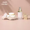 Botella hexagonal de acrílico para crema, botella para loción, botella para esencia, varios tipos de botellas con bomba, botella de loción para el rostro blanco nacarado