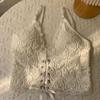 Estilo francês sexy decote em V laço renda slim-fit alça alça exterior base top lindo costas envolvente roupa íntima para mulheres